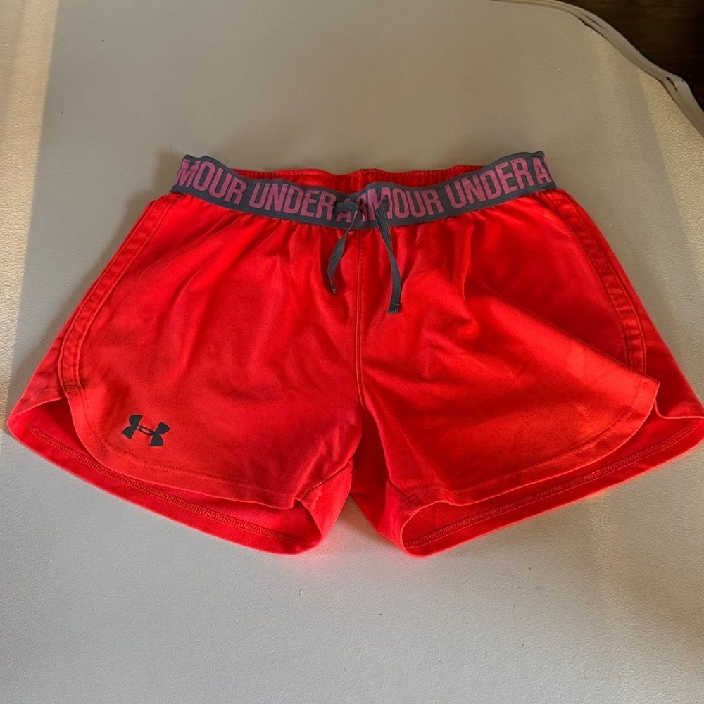 Under Armour Bright Red Shorts with Gray Accents size extra small